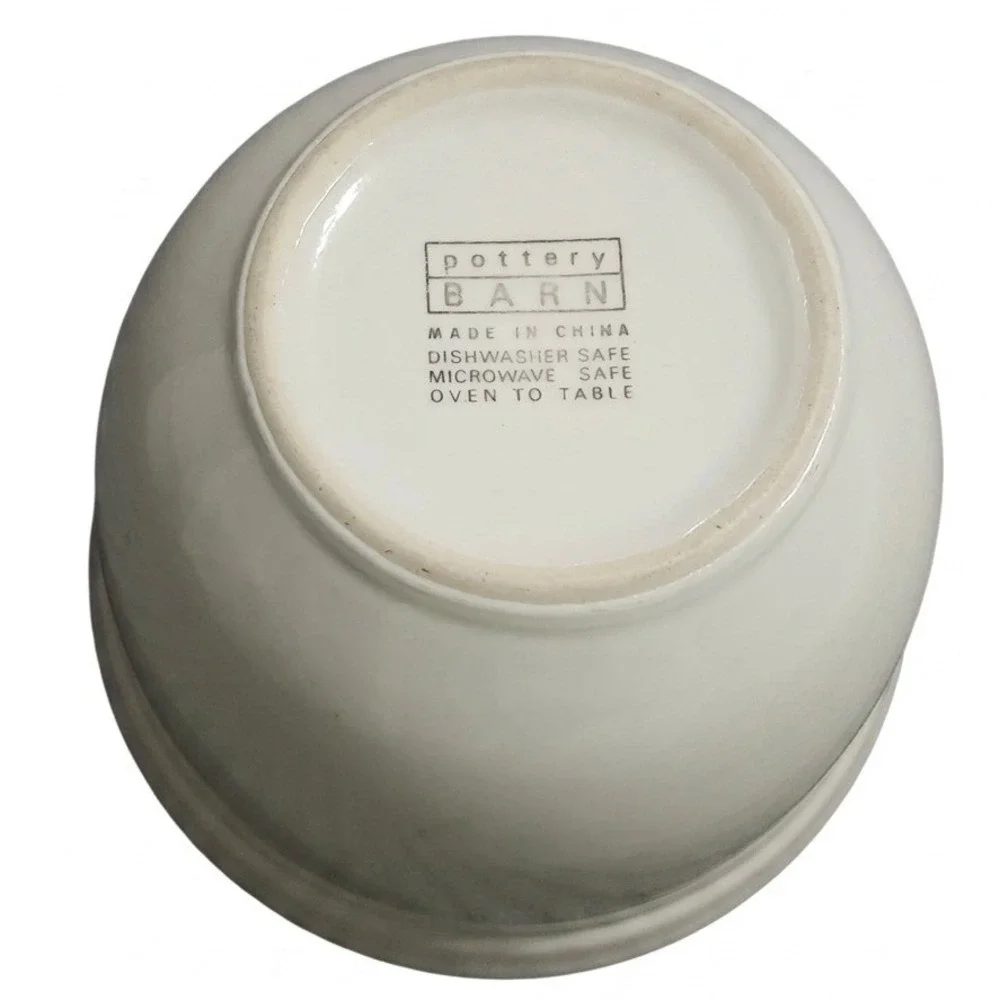 Pottery Barn White Ceramic Deep Mixing Serving Bowl Oven to Table Discontinued